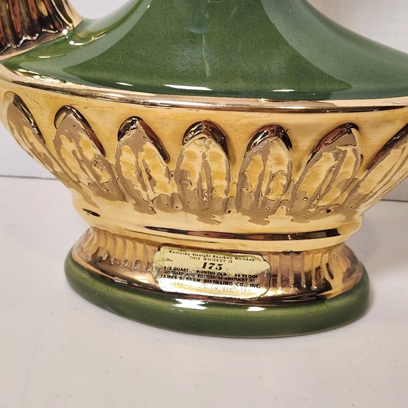 VTG 1967 Jim Beam Whiskey Decanter The Executive Series‎ Weeping Gold Green - Picture 4 of 11